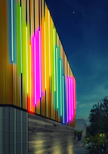 建筑幕墙照明使用带领光现代城市建筑背景下的公路隧道灯光小径富有