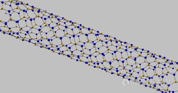 灰色背景下氮化硼纳米管分子结构的分离