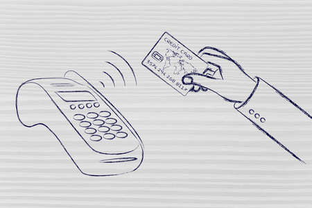 手用非接触式信用卡在 pos 终端支付