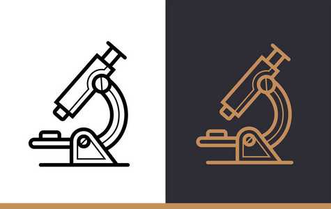 教育的大纲显微镜图标。矢量线图标适合信息图形 印刷媒体和接口
