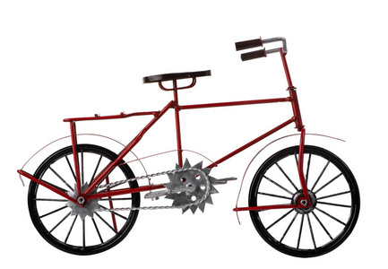 孤立的白色背景上的红色老式自行车