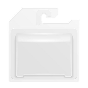 白色产品包盒吸塑坑槽。孤立在白色背景上的插图。模拟了模板准备好您的设计。产品包装矢量 Eps10