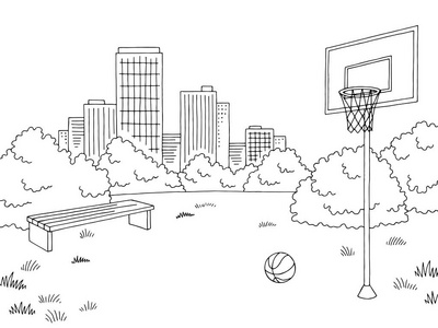 篮球场素描图片图片