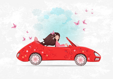 汽车女孩图片