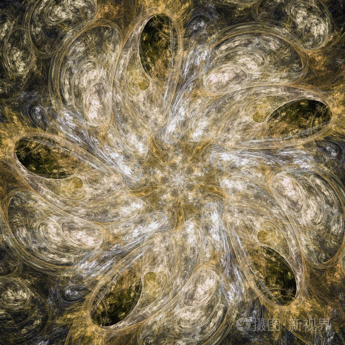 金色的混沌分形纹理,数码艺术作品的创意图形设计