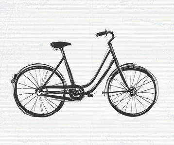 手绘素描插图的自行车.老式自行车照片