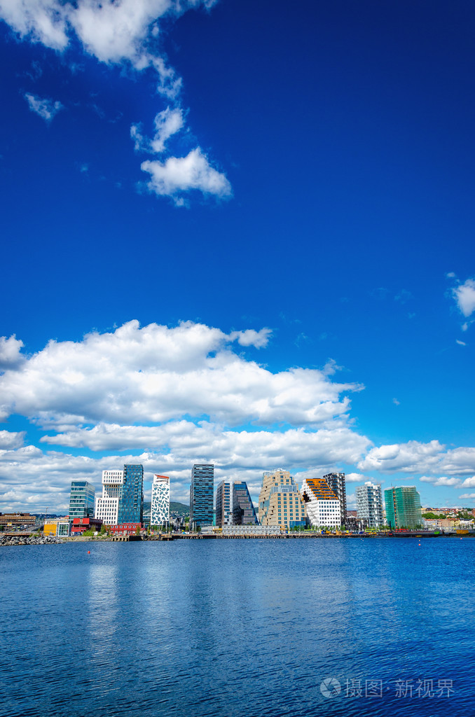 在奥斯陆,挪威,斯堪的那维亚的现代商务区天际线