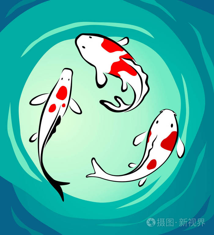 鲤鱼鱼在圆形池塘中游动的例证