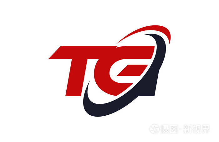 tg标志旋风椭圆红色字母矢量概念