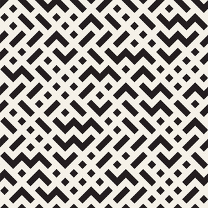 平铺当代平面设计的不规则迷宫形状。矢量无缝黑色和白色花纹