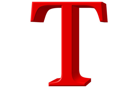 大写的字母 t,白色,一个孤立 3d 图照片