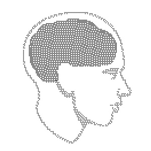 人脑的半色调标识, 矢量插图