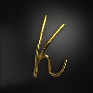 3d 渲染手写逼真的金色字母 K