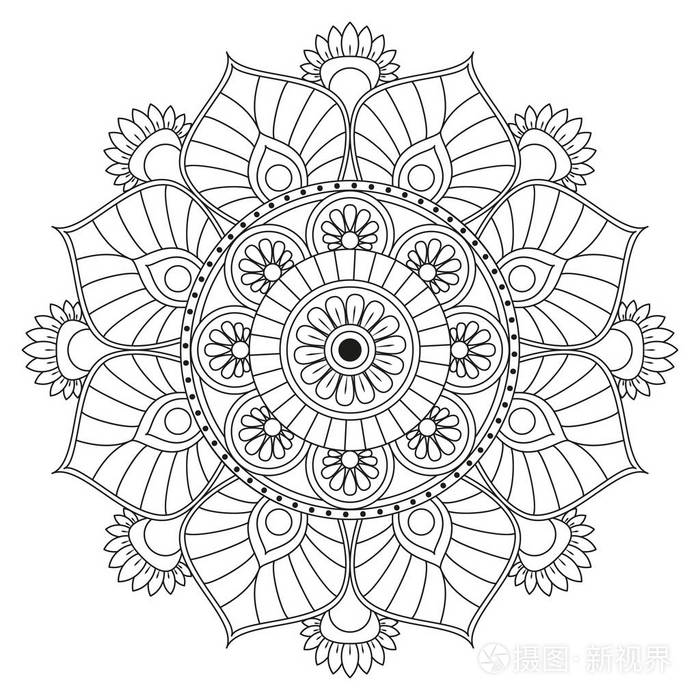 曼陀罗花老式的装饰元素东方模式v