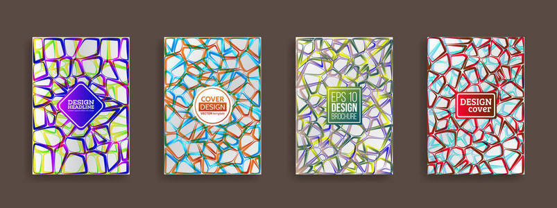 彩色马赛克封面设计小册子和传单。现代梯度背景。简约几何图案