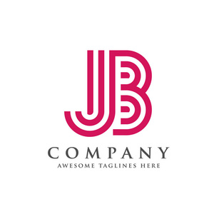 创意和简单的字母 jb, 字母 j 和 b 标志概念字母 m 标志设计英语字母