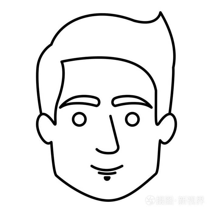 单色脸部轮廓的人短头发