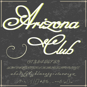 脚本字体亚利桑那州俱乐部老式脚本字体矢量字体标签和任何类型设计