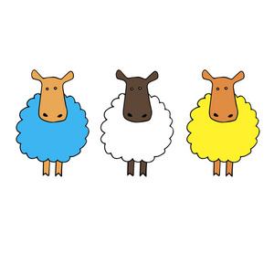 羊羊矢量动物插图可爱农场羊毛哺乳动物白自然卡通