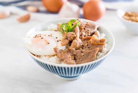 stirfried 猪肉配鸡蛋饭