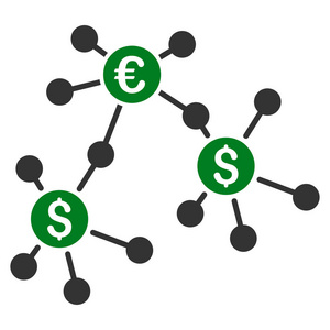 金融网络平面矢量图标