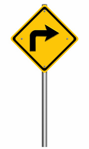 右转弯标志道路标志警告照片