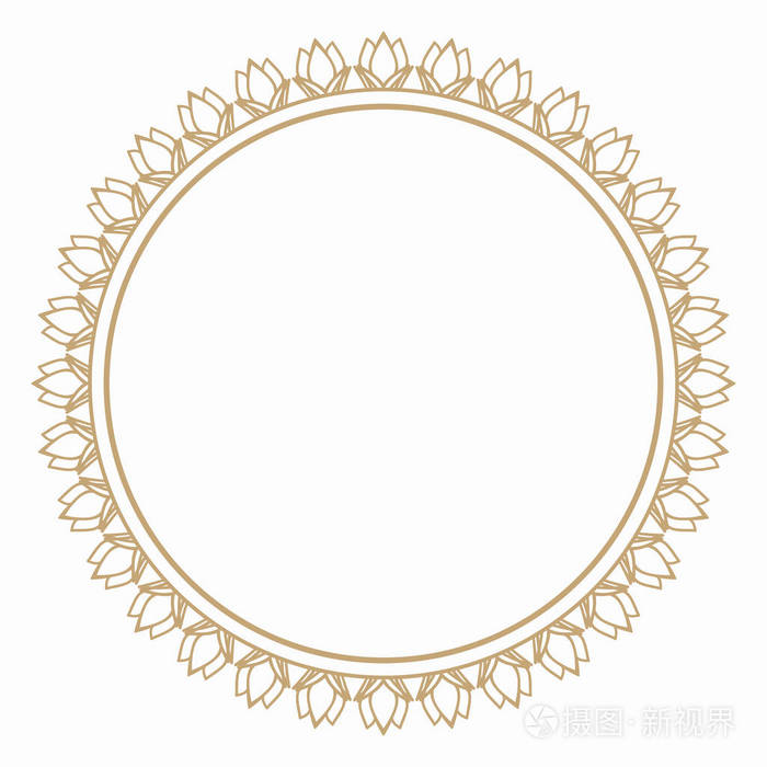 从程式化的花蕾的圆形框架.边框装饰明信片, 徽标, 横幅, 通关货物和