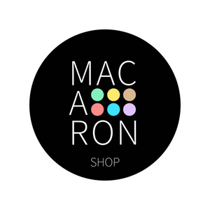 矢量徽标 macaron 商店黑色圆形贴纸