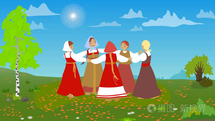 卡通人物俄罗斯女孩民族传说