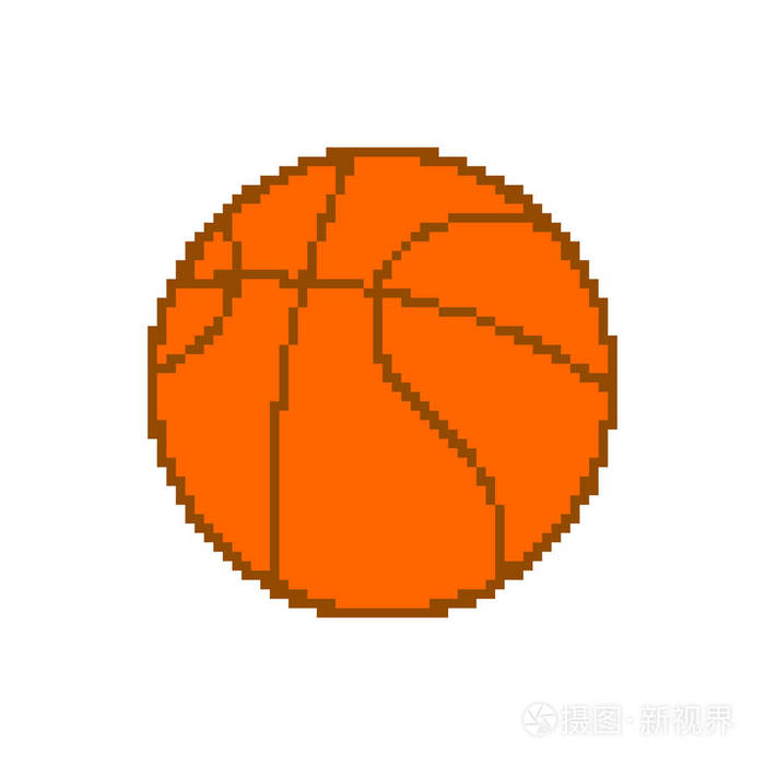 篮球像素艺术.孤立在白色背景上的像素化球