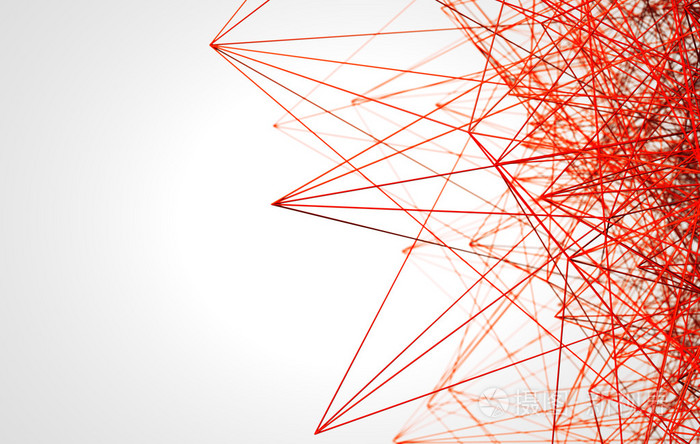 红色的低聚线建设概念概念连接