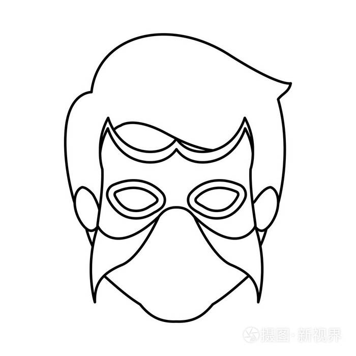 单色轮廓不露面的人戴着面具的超级英雄插画-正版商用图片0n8q0q-摄图