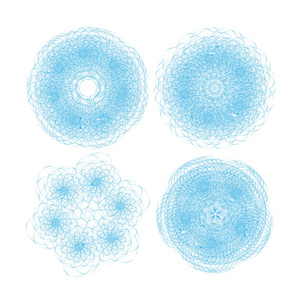 蓝色矢量装饰元素曼荼罗一套