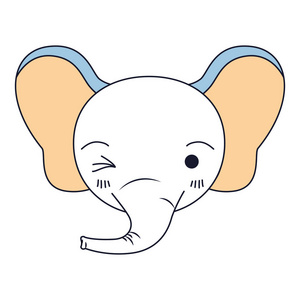 剪影颜色部分大象的可爱的面孔眨眼眼睛表达照片