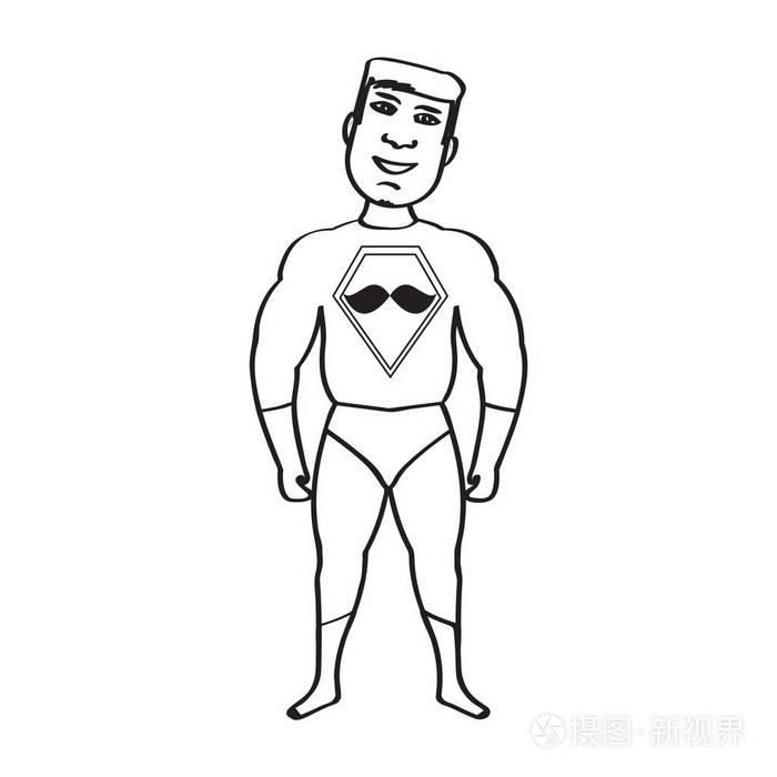 男超人卡通人物素描插画 正版商用图片0n8t7f 摄图新视界
