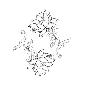 素描荷花图片-素描荷花素材-素描荷花插画-摄图新视界