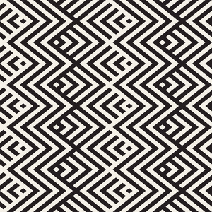 单色饰品抽象的曲折平行条纹.时尚的民族饰品.矢量无缝模式.