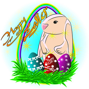 复活节快乐, 贺卡, 卡通复活节兔子