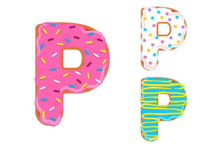 甜甜圈字体向量。字母 P