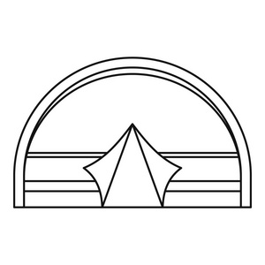 大圆顶帐篷露营图标，大纲样式