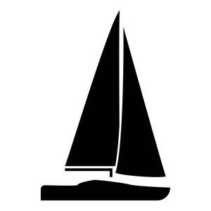 游艇图标黑色插画平面样式简单图像