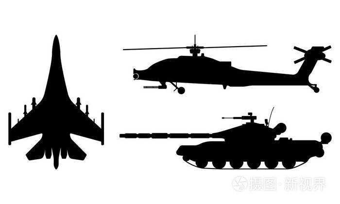 军事装备设置图标.矢量图