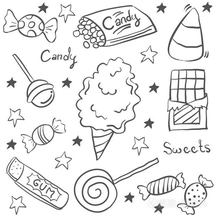 甜甜的糖素描涂鸦风格插画-正版商用图片0n9dyt-摄图新视界