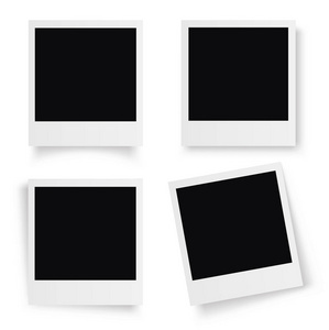 一组相框。复古相框模板为您的照片。透明背景上的白色塑料边框。股票矢量