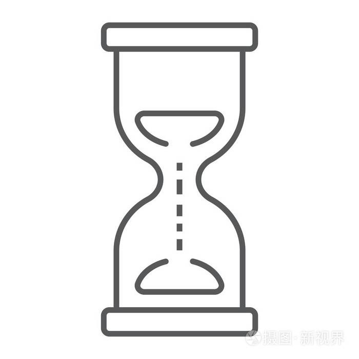 沙漏细线图标开发和业务最后期限符号矢量图形在白色背景上的线性模式