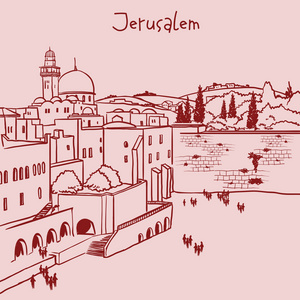 以色列耶路撒冷旧的城市天际线