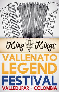 手风琴在卷轴与冠庆祝 Vallenato 传奇节日, 向量例证