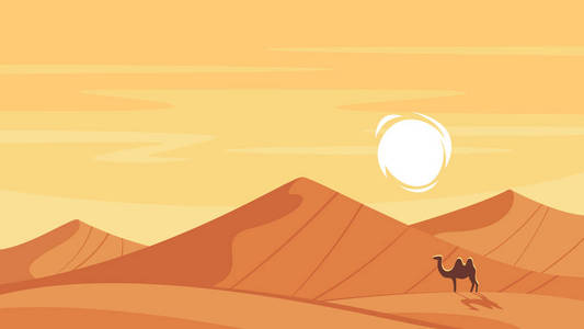与热的沙漠矢量卡通风格背景图片