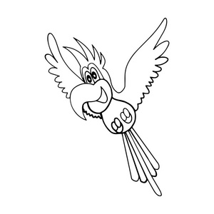 可爱的卡通鹦鹉在白色背景的儿童版画, t恤, 彩色书, 有趣和友好的性格的孩子