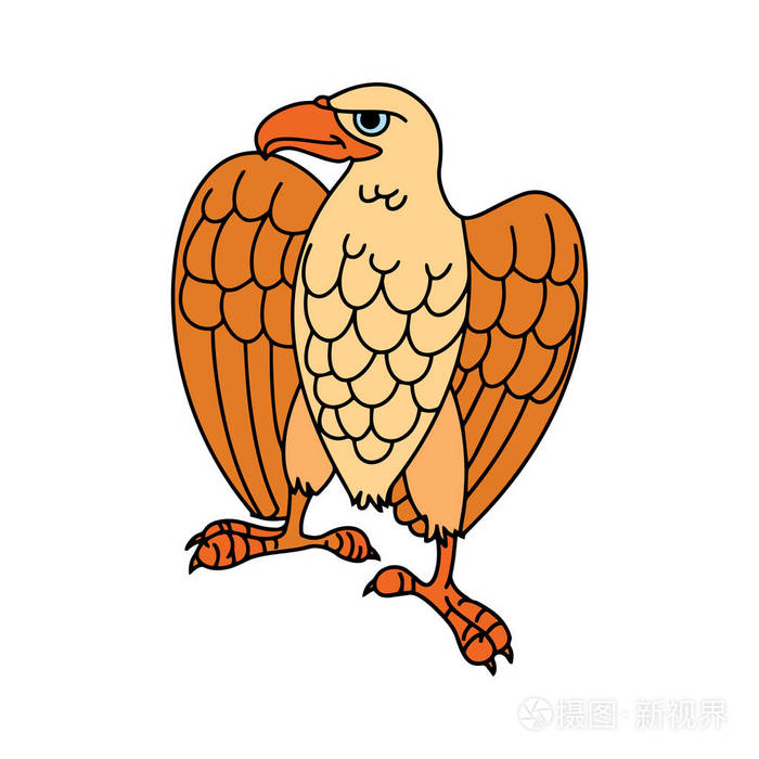 可爱的卡通鹰在白色背景的儿童版画t恤彩色书有趣和友好的性格的孩子